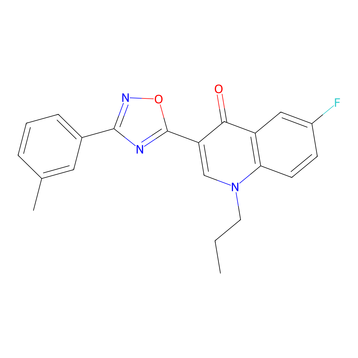 6-fluoro-1-propyl-3-(3-(m-tolyl)-1,2,4-oxadiazol-5-yl)quinolin-4(1H)-one molecular structure, CAS 1251672-05-5