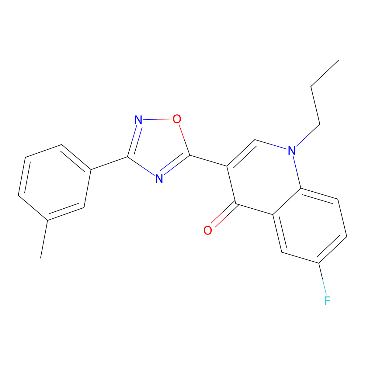 6-fluoro-1-propyl-3-(3-(m-tolyl)-1,2,4-oxadiazol-5-yl)quinolin-4(1H)-one molecular structure, CAS 1251672-05-5
