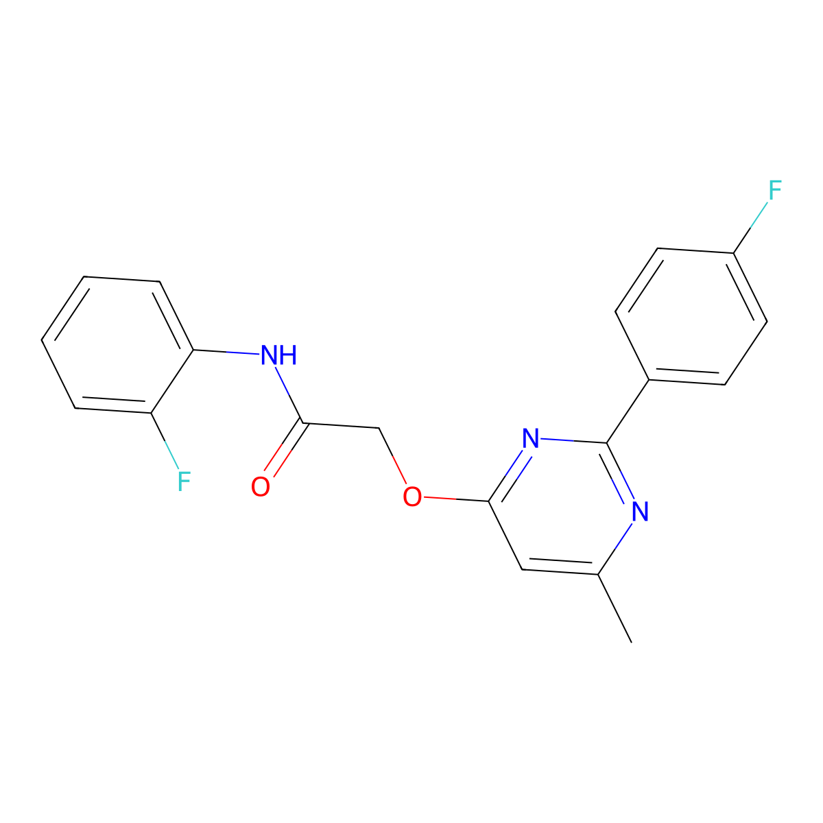 N-(2-fluorophenyl)-2-{[2-(4-fluorophenyl)-6-methylpyrimidin-4-yl]oxy}acetamide molecular structure, CAS 1251672-06-6