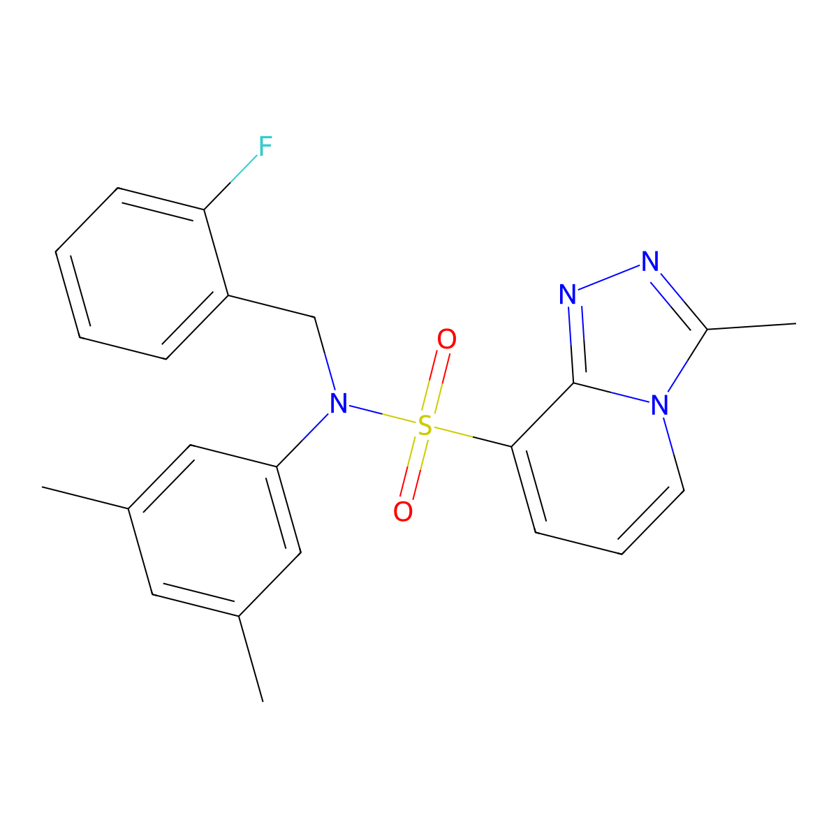 N-(3,5-dimethylphenyl)-N-[(2-fluorophenyl)methyl]-3-methyl-[1,2,4]triazolo[4,3-a]pyridine-8-sulfonamide molecular structure, CAS 1251672-10-2