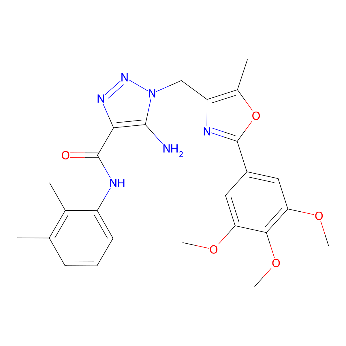 5-amino-N-(2,3-dimethylphenyl)-1-{[5-methyl-2-(3,4,5-trimethoxyphenyl)-1,3-oxazol-4-yl]methyl}-1H-1,2,3-triazole-4-carboxamide molecular structure, CAS 1251672-12-4