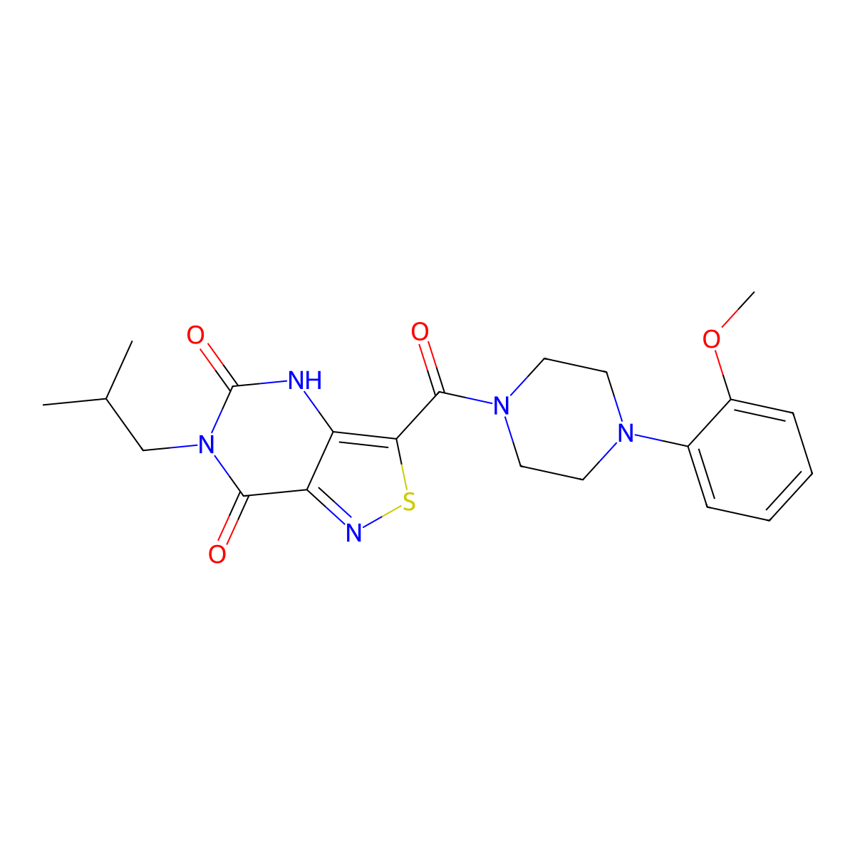 6-isobutyl-3-{[4-(2-methoxyphenyl)piperazino]carbonyl}isothiazolo[4,3-d]pyrimidine-5,7(4H,6H)-dione molecular structure, CAS 1251672-16-8