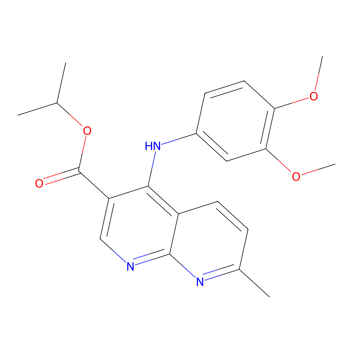 Propan-2-yl 4-[(3,4-dimethoxyphenyl)amino]-7-methyl-1,8-naphthyridine-3-carboxylate molecular structure, CAS 1251672-19-1