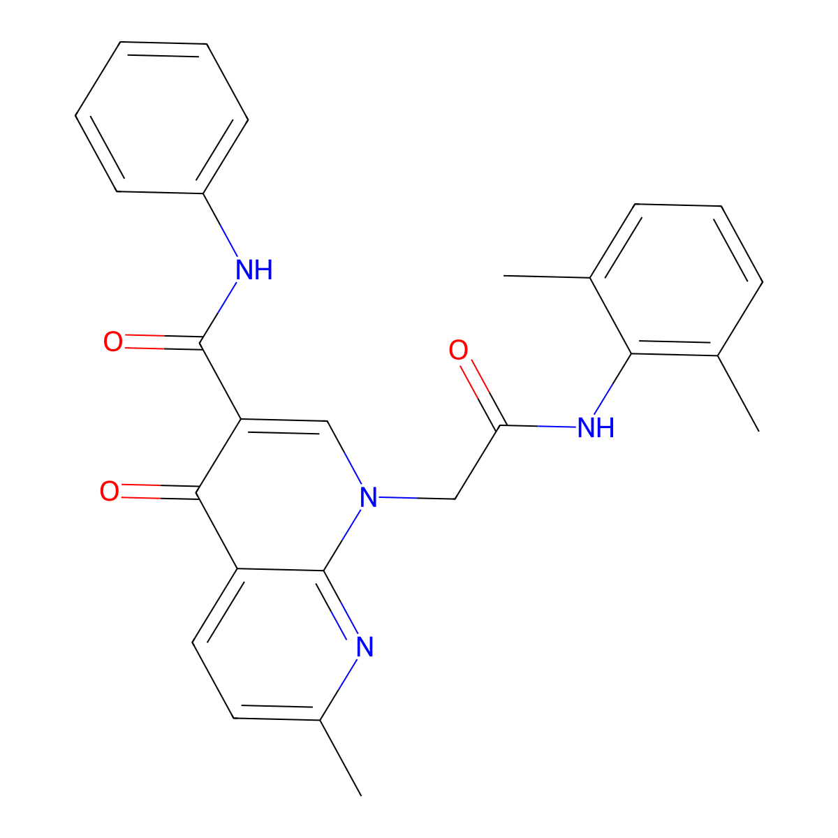 1-(2-((2,6-dimethylphenyl)amino)-2-oxoethyl)-7-methyl-4-oxo-N-phenyl-1,4-dihydro-1,8-naphthyridine-3-carboxamide molecular structure, CAS 1251672-21-5