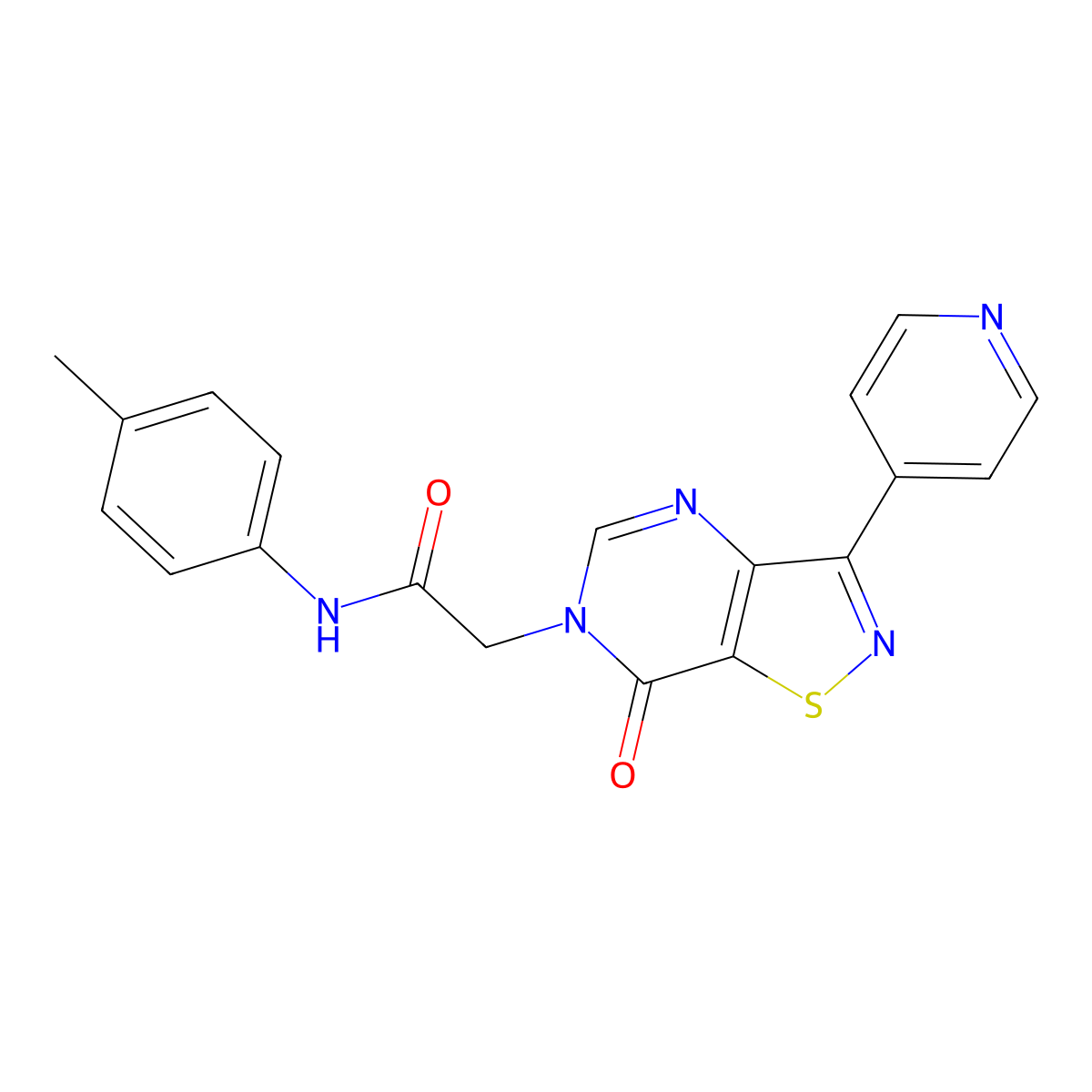 2-(7-oxo-3-(pyridin-4-yl)isothiazolo[4,5-d]pyrimidin-6(7H)-yl)-N-(p-tolyl)acetamide molecular structure, CAS 1251672-23-7