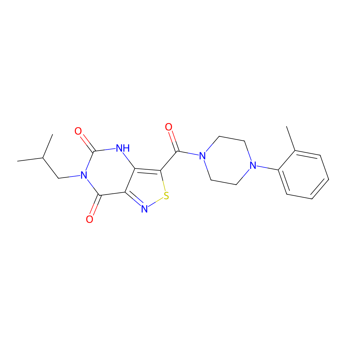 6-isobutyl-3-(4-(o-tolyl)piperazine-1-carbonyl)isothiazolo[4,3-d]pyrimidine-5,7(4H,6H)-dione molecular structure, CAS 1251672-26-0