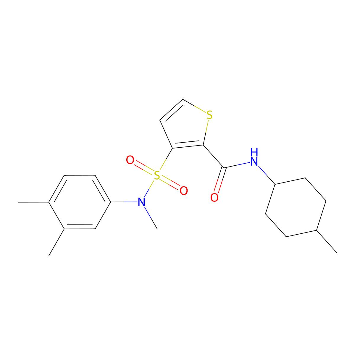 3-[(3,4-dimethylphenyl)(methyl)sulfamoyl]-N-(4-methylcyclohexyl)thiophene-2-carboxamide molecular structure, CAS 1251672-27-1