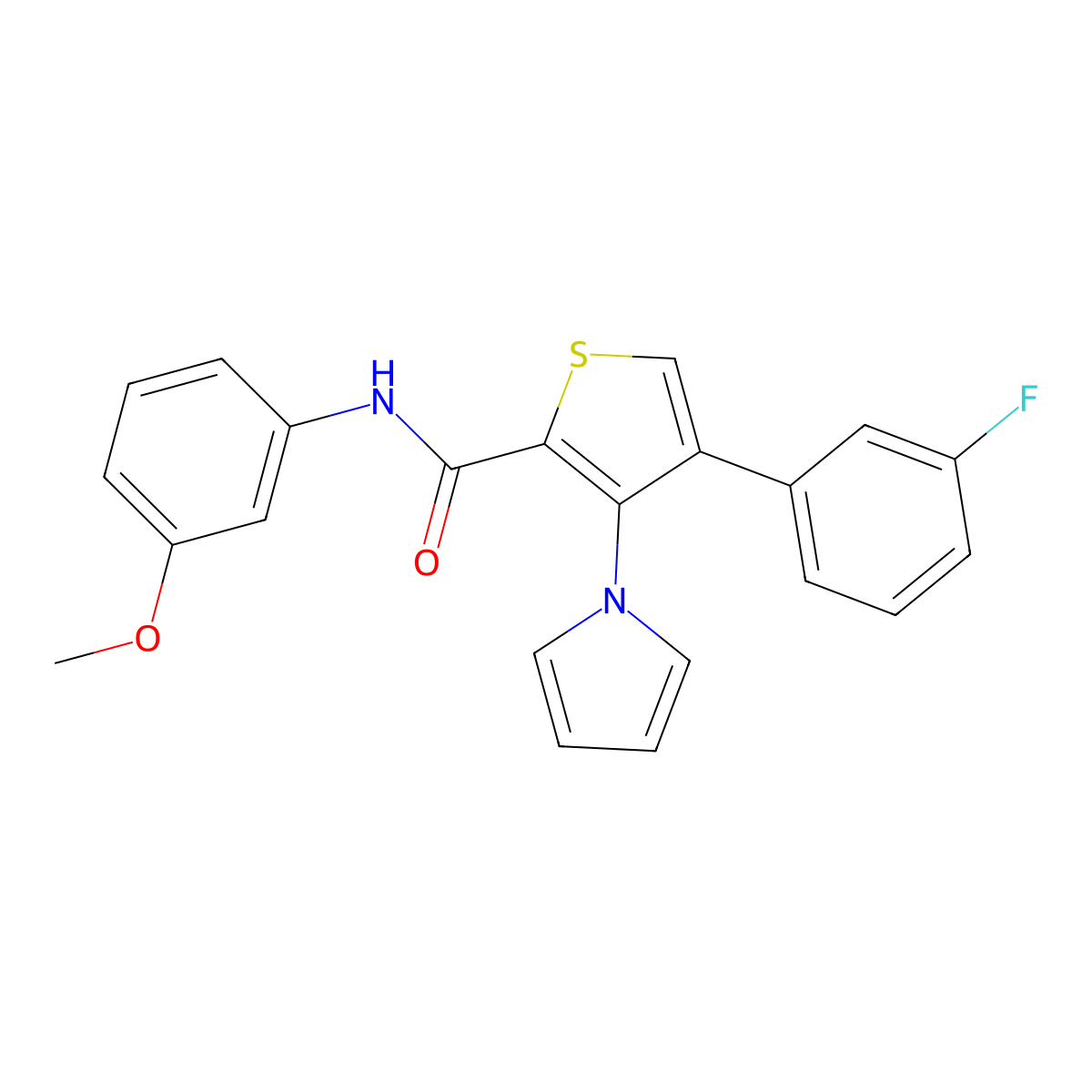 4-(3-fluorophenyl)-N-(3-methoxyphenyl)-3-(1H-pyrrol-1-yl)thiophene-2-carboxamide molecular structure, CAS 1251672-41-9