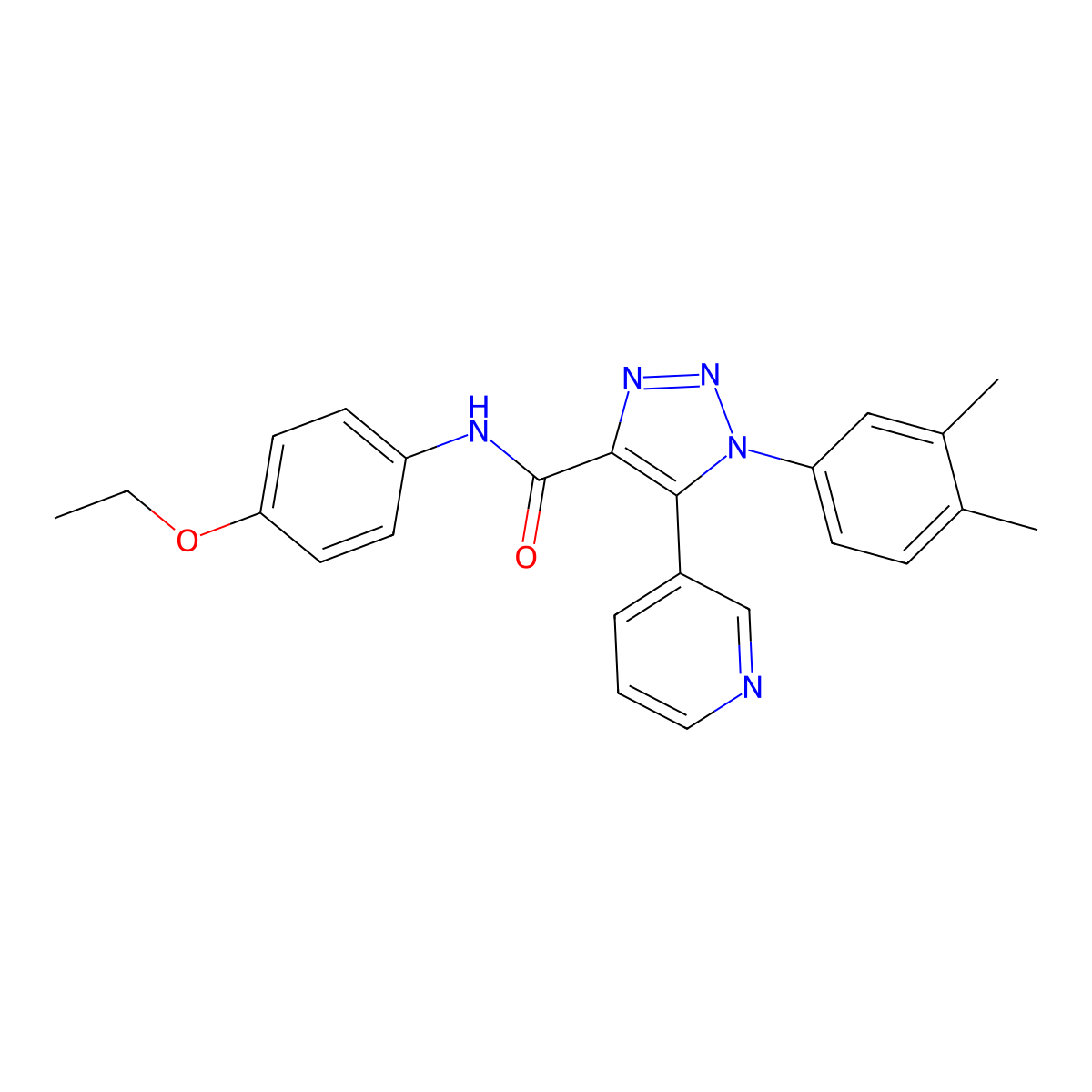 1-(3,4-dimethylphenyl)-N-(4-ethoxyphenyl)-5-(pyridin-3-yl)-1H-1,2,3-triazole-4-carboxamide molecular structure, CAS 1251672-50-0