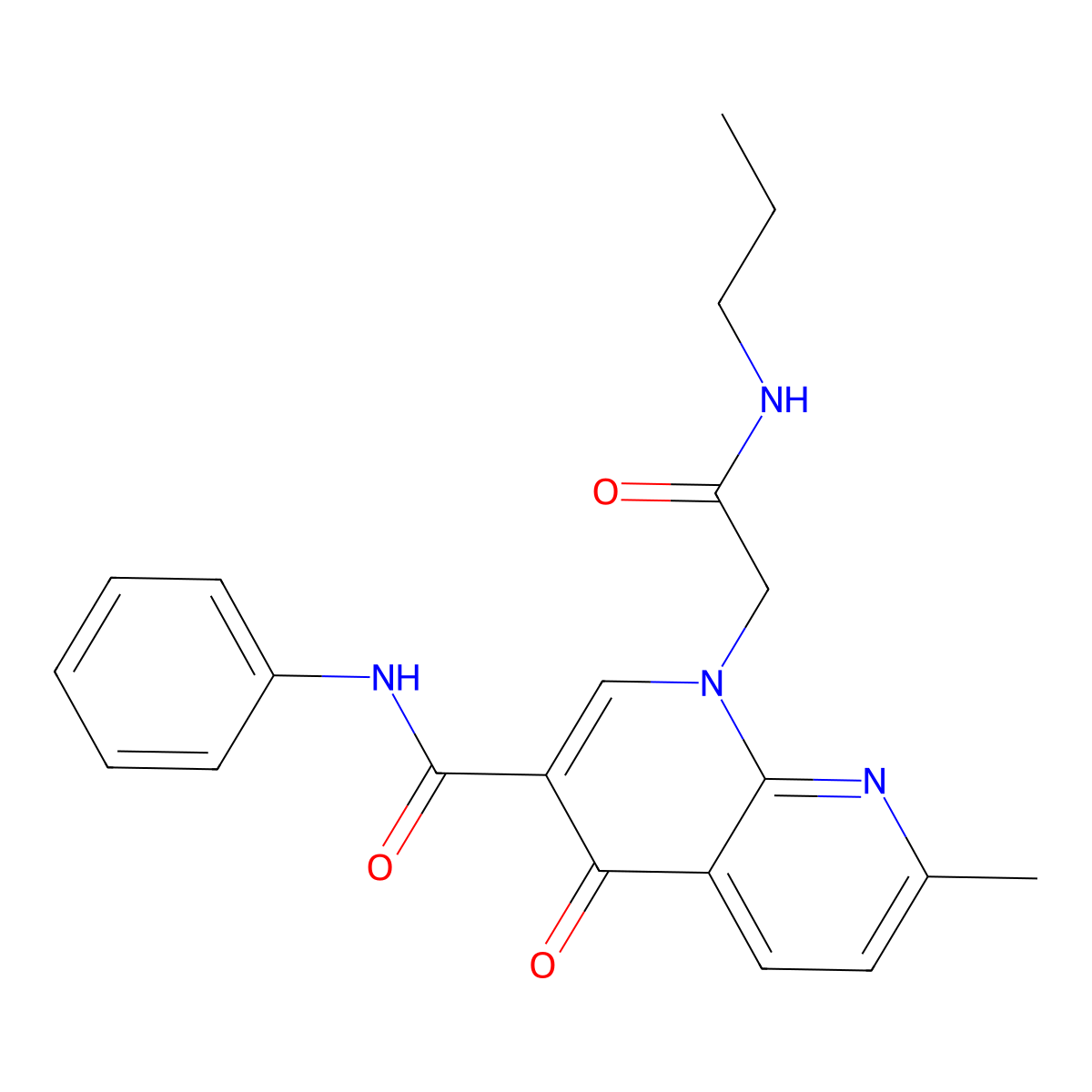 7-methyl-4-oxo-1-(2-oxo-2-(propylamino)ethyl)-N-phenyl-1,4-dihydro-1,8-naphthyridine-3-carboxamide molecular structure, CAS 1251672-53-3