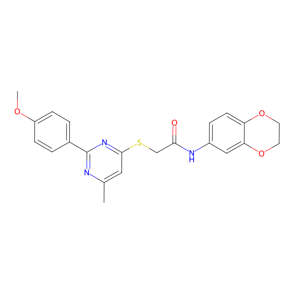 N-(2,3-dihydro-1,4-benzodioxin-6-yl)-2-{[2-(4-methoxyphenyl)-6-methylpyrimidin-4-yl]sulfanyl}acetamide molecular structure, CAS 1251672-62-4