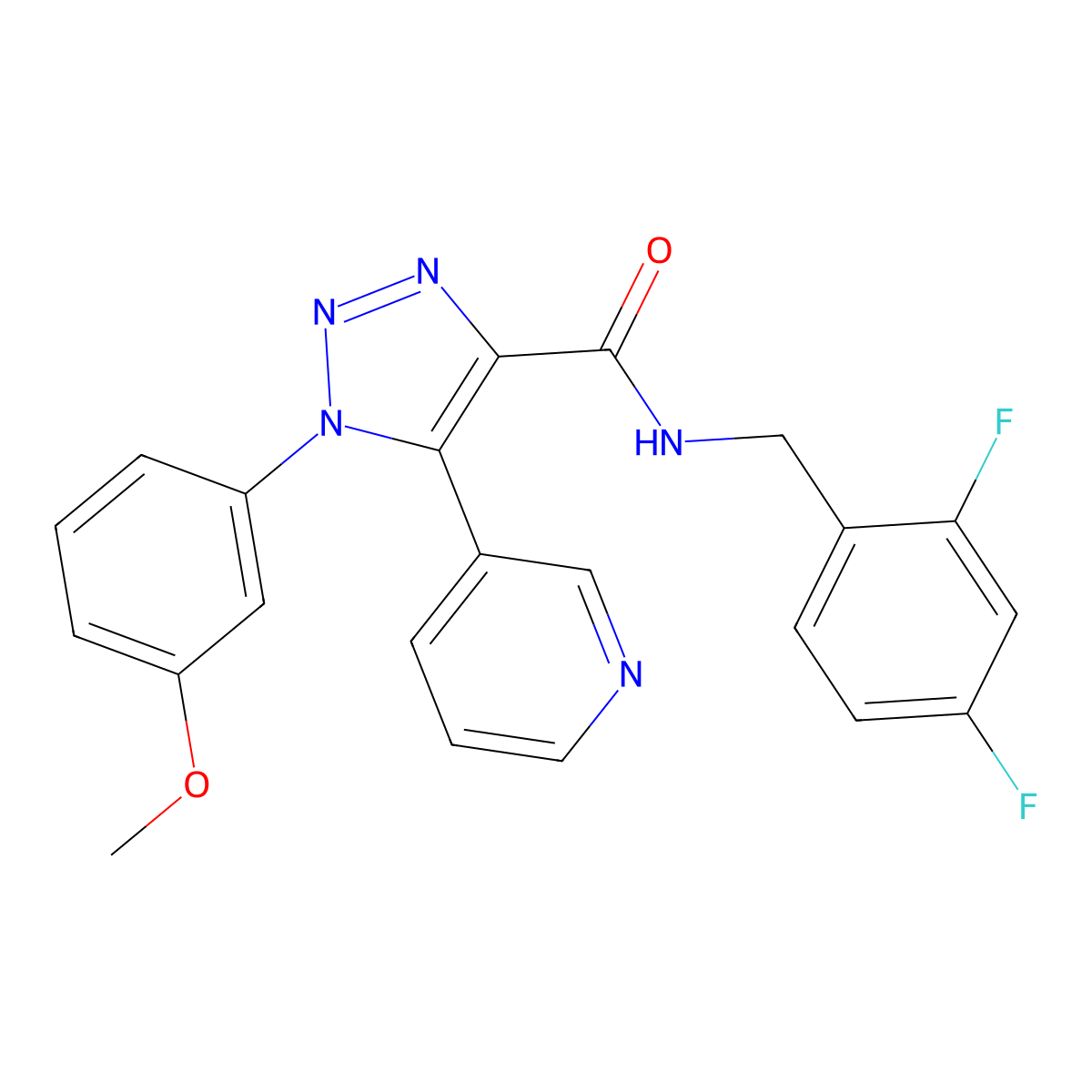 N-(2,4-difluorobenzyl)-1-(3-methoxyphenyl)-5-(pyridin-3-yl)-1H-1,2,3-triazole-4-carboxamide molecular structure, CAS 1251672-67-9