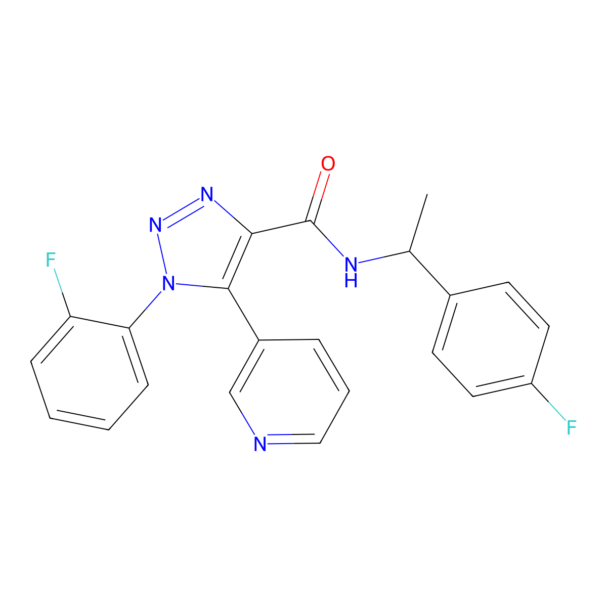 1-(2-fluorophenyl)-N-[1-(4-fluorophenyl)ethyl]-5-(pyridin-3-yl)-1H-1,2,3-triazole-4-carboxamide molecular structure, CAS 1251672-68-0