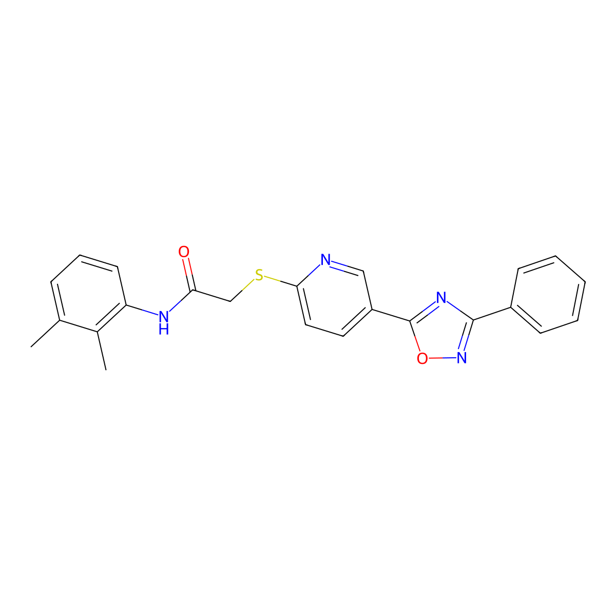 N-(2,3-dimethylphenyl)-2-((5-(3-phenyl-1,2,4-oxadiazol-5-yl)pyridin-2-yl)thio)acetamide molecular structure, CAS 1251672-70-4
