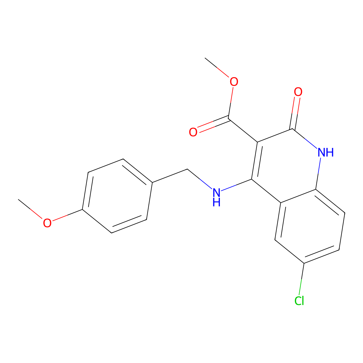 Methyl 6-chloro-4-((4-methoxybenzyl)amino)-2-oxo-1,2-dihydroquinoline-3-carboxylate molecular structure, CAS 1251672-73-7
