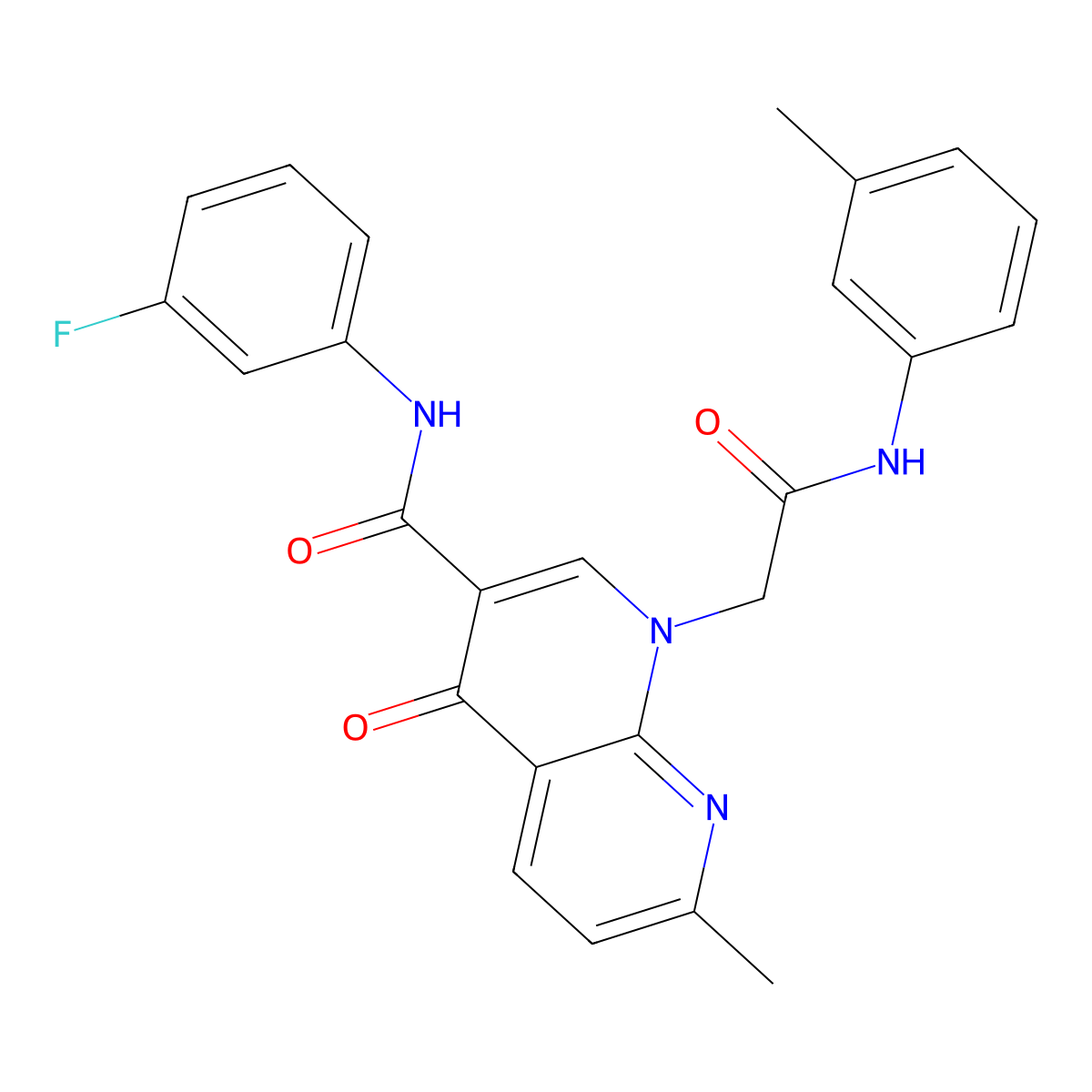 N-(3-fluorophenyl)-7-methyl-4-oxo-1-(2-oxo-2-(m-tolylamino)ethyl)-1,4-dihydro-1,8-naphthyridine-3-carboxamide molecular structure, CAS 1251672-75-9
