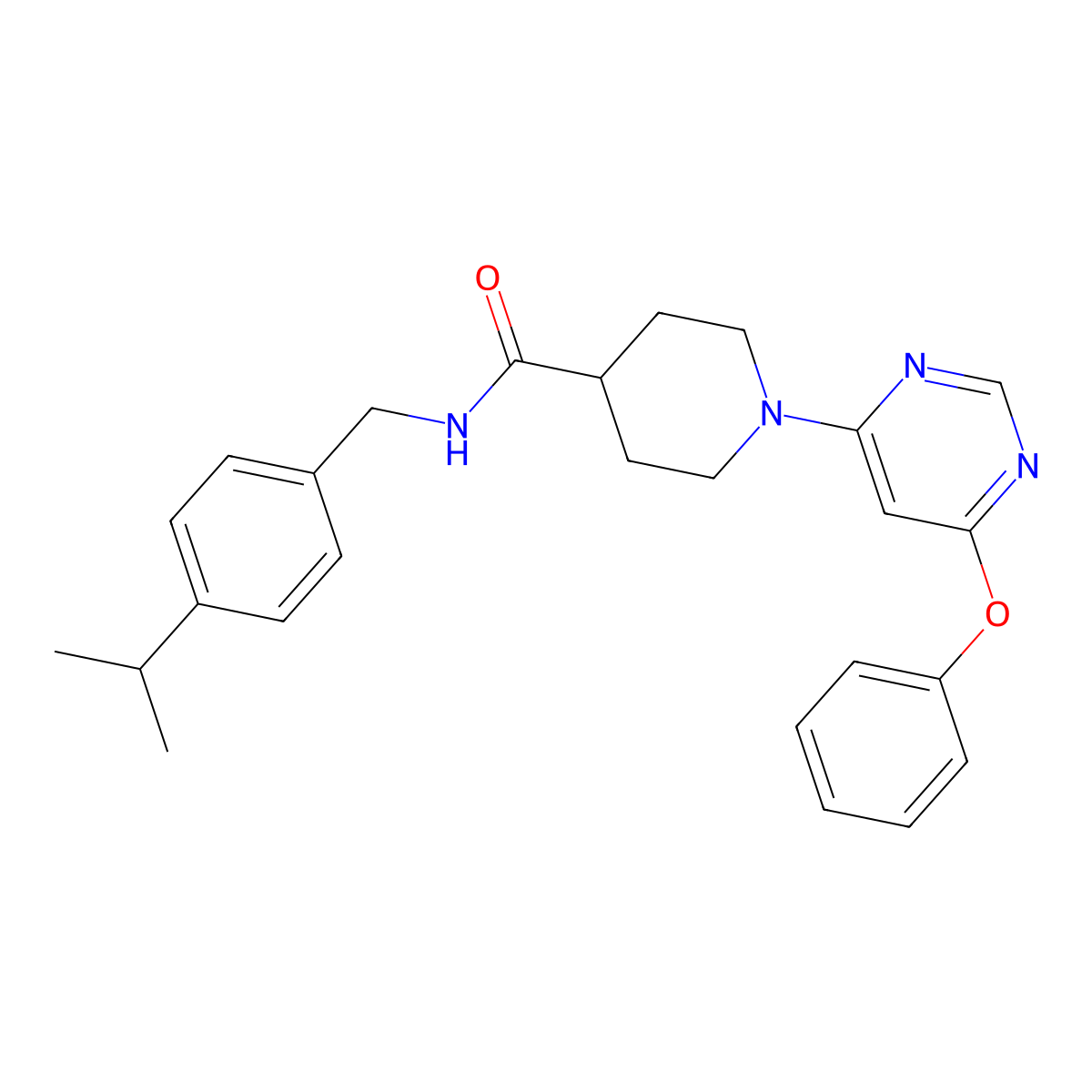 N-(4-isopropylbenzyl)-1-(6-phenoxypyrimidin-4-yl)piperidine-4-carboxamide molecular structure, CAS 1251672-76-0