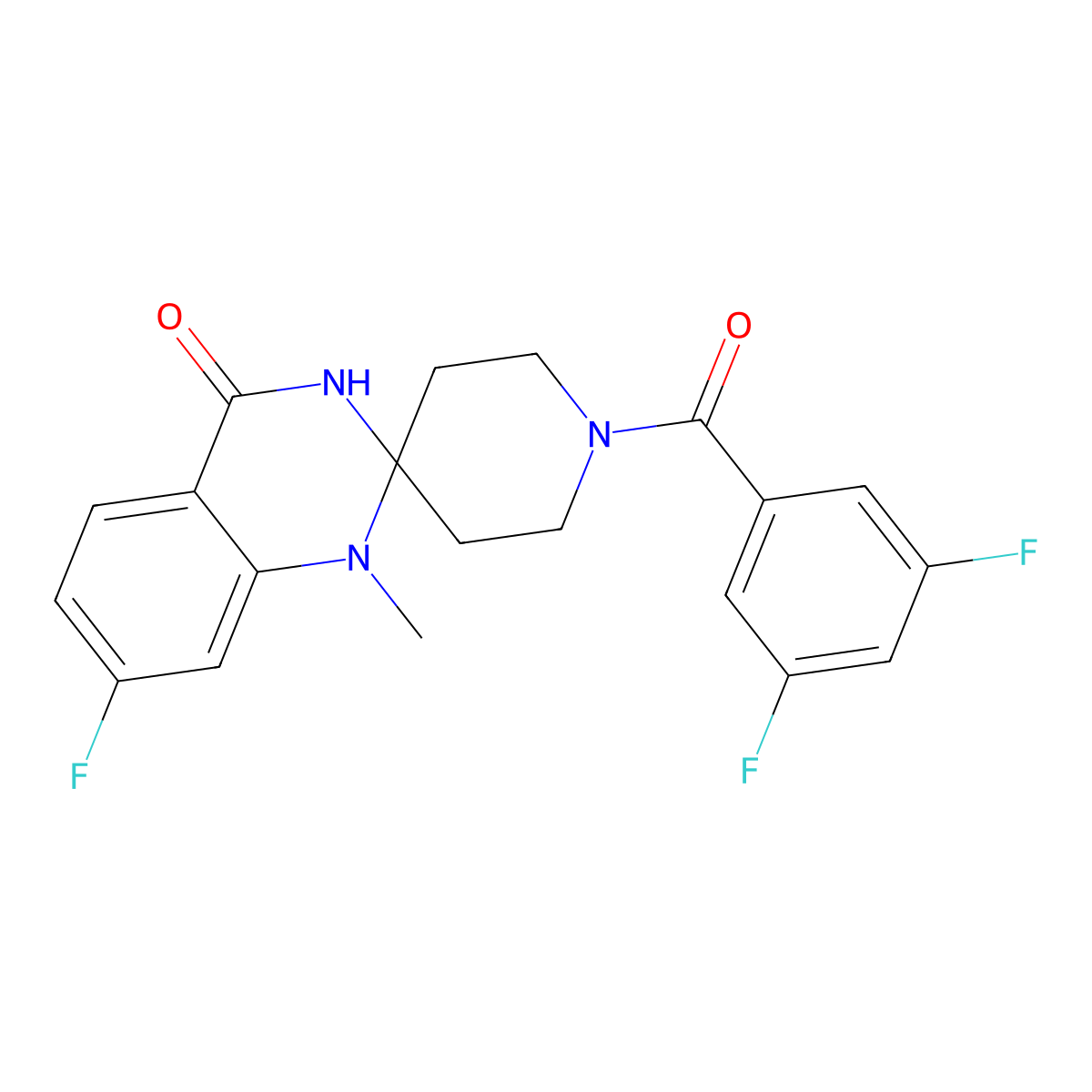 1-(3,5-difluorobenzoyl)-7'-fluoro-1'-methyl-3',4'-dihydro-1'H-spiro[piperidine-4,2'-quinazoline]-4'-one molecular structure, CAS 1251672-77-1