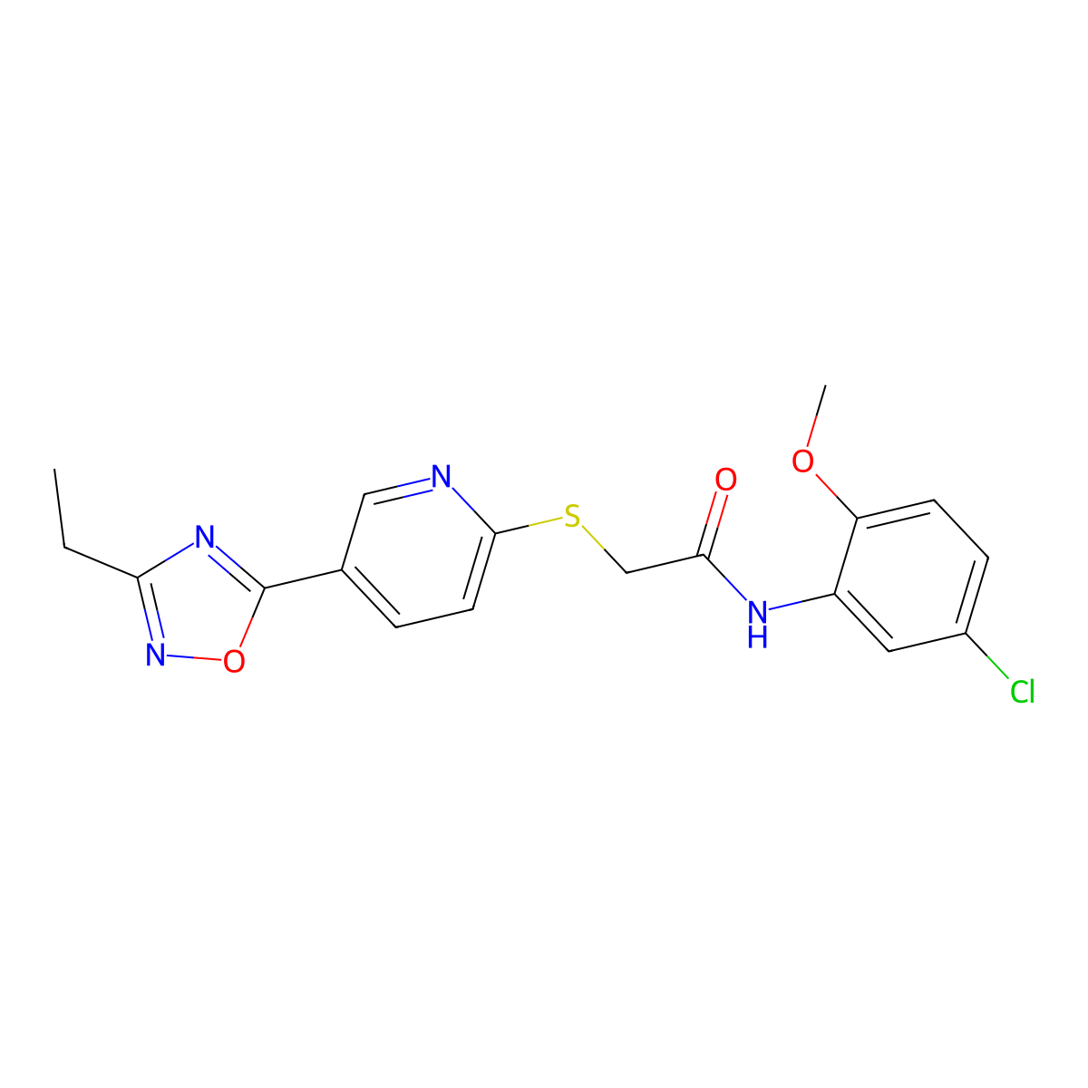 N-(5-chloro-2-methoxyphenyl)-2-((5-(3-ethyl-1,2,4-oxadiazol-5-yl)pyridin-2-yl)thio)acetamide molecular structure, CAS 1251672-78-2