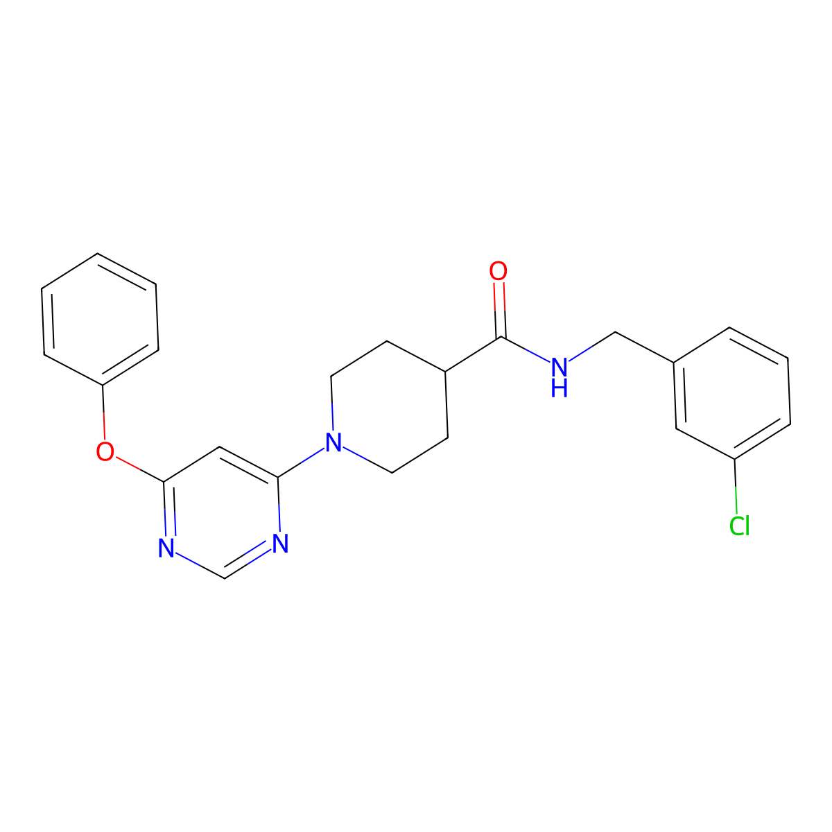 N-(3-chlorobenzyl)-1-(6-phenoxypyrimidin-4-yl)piperidine-4-carboxamide molecular structure, CAS 1251672-83-9