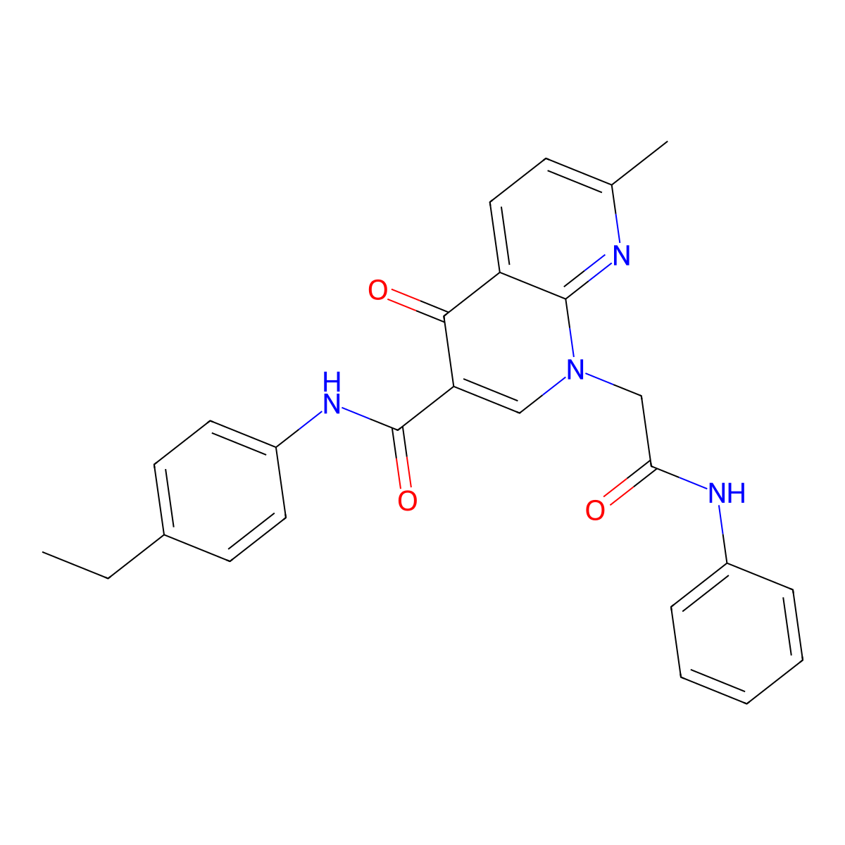 N-(4-ethylphenyl)-7-methyl-4-oxo-1-[(phenylcarbamoyl)methyl]-1,4-dihydro-1,8-naphthyridine-3-carboxamide molecular structure, CAS 1251672-84-0