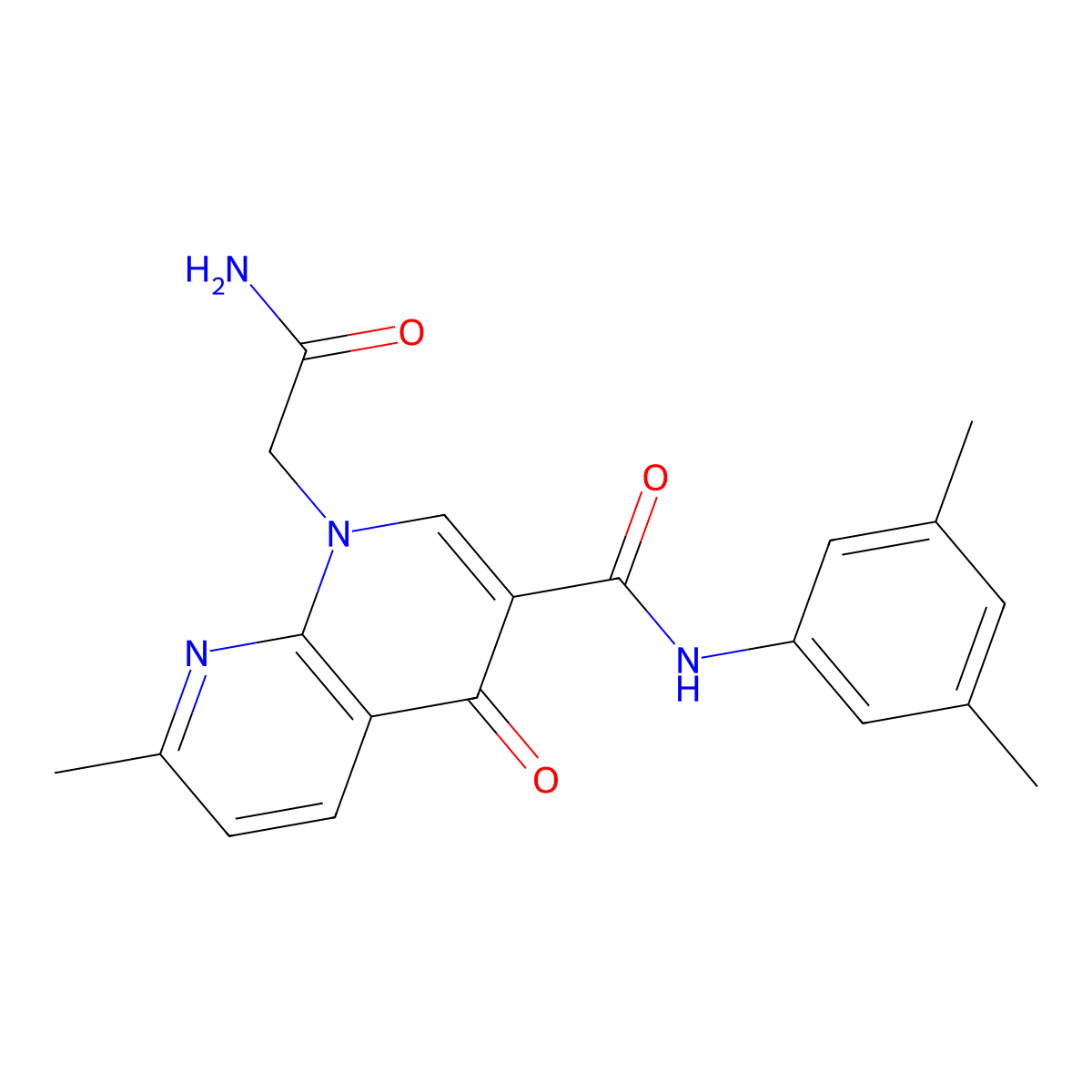 1-(2-amino-2-oxoethyl)-N-(3,5-dimethylphenyl)-7-methyl-4-oxo-1,4-dihydro-1,8-naphthyridine-3-carboxamide molecular structure, CAS 1251672-89-5
