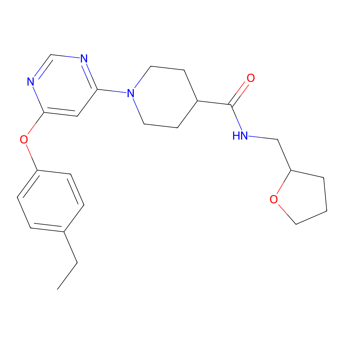 1-[6-(4-ethylphenoxy)pyrimidin-4-yl]-N-(tetrahydrofuran-2-ylmethyl)piperidine-4-carboxamide molecular structure, CAS 1251672-95-3