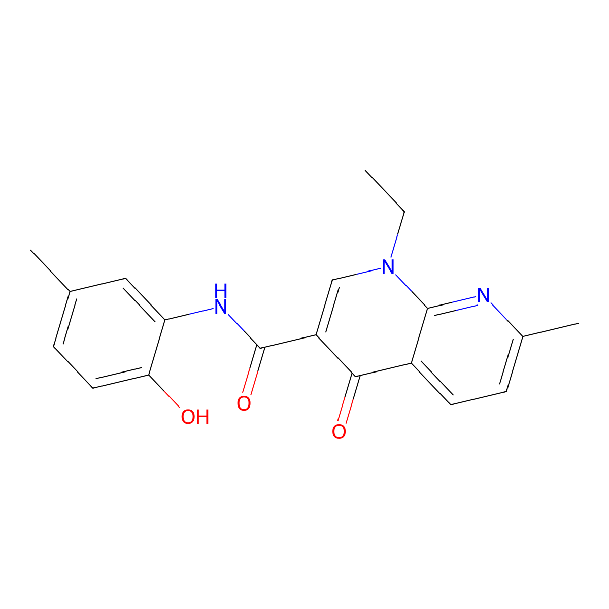 1-ethyl-N-(2-hydroxy-5-methylphenyl)-7-methyl-4-oxo-1,4-dihydro-1,8-naphthyridine-3-carboxamide molecular structure, CAS 1251673-05-8