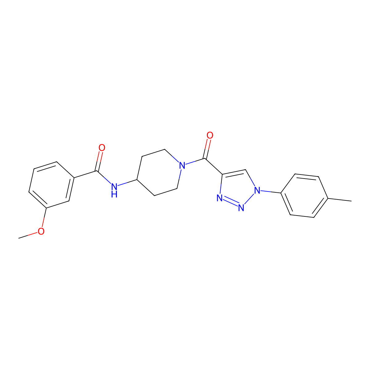 3-methoxy-N-(1-(1-(p-tolyl)-1H-1,2,3-triazole-4-carbonyl)piperidin-4-yl)benzamide molecular structure, CAS 1251673-14-9