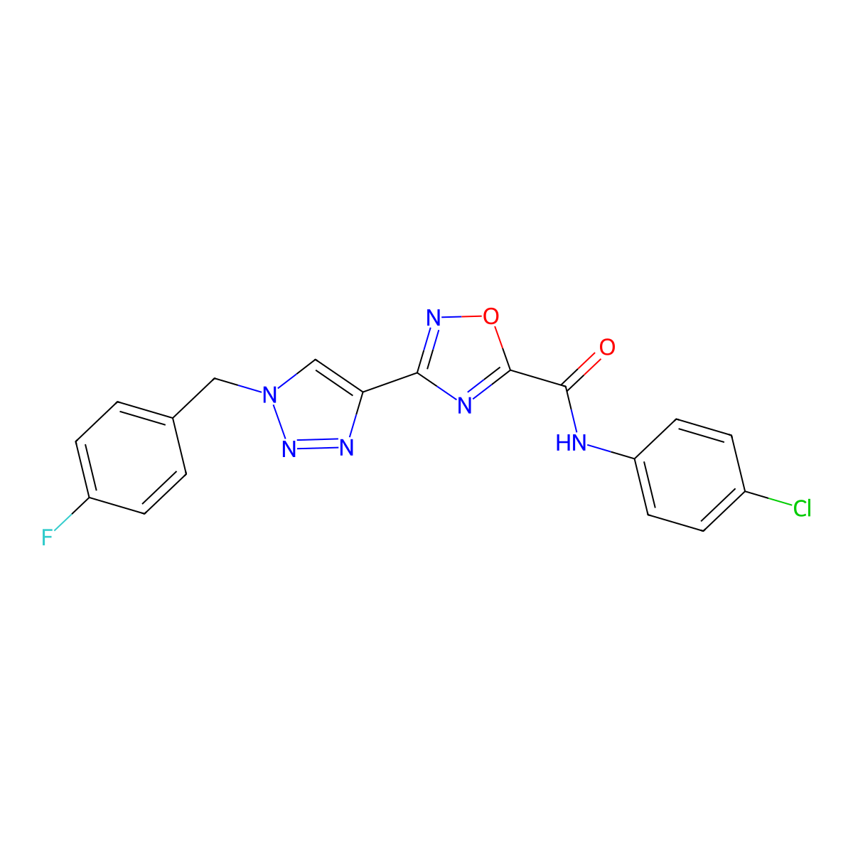 N~5~-(4-chlorophenyl)-3-[1-(4-fluorobenzyl)-1H-1,2,3-triazol-4-yl]-1,2,4-oxadiazole-5-carboxamide molecular structure, CAS 1251673-29-6