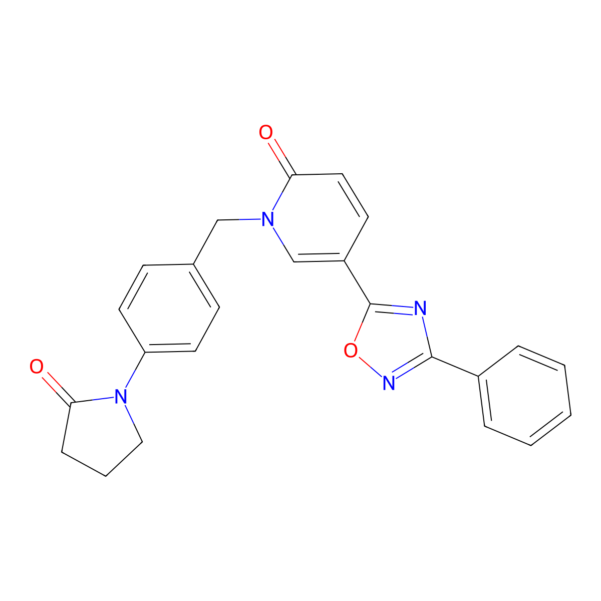 1-(4-(2-oxopyrrolidin-1-yl)benzyl)-5-(3-phenyl-1,2,4-oxadiazol-5-yl)pyridin-2(1H)-one molecular structure, CAS 1251673-30-9