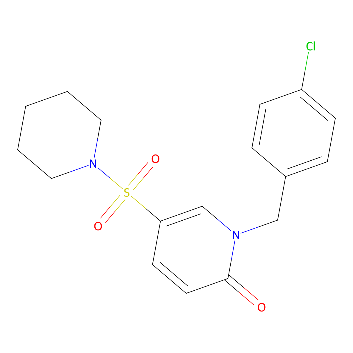 1-(4-chlorobenzyl)-5-(piperidin-1-ylsulfonyl)pyridin-2(1H)-one molecular structure, CAS 1251673-34-3