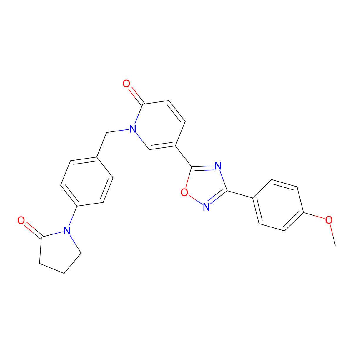 5-(3-(4-methoxyphenyl)-1,2,4-oxadiazol-5-yl)-1-(4-(2-oxopyrrolidin-1-yl)benzyl)pyridin-2(1H)-one molecular structure, CAS 1251673-36-5