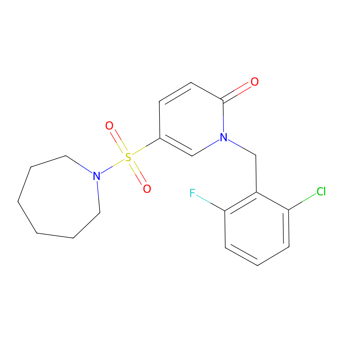 5-(azepan-1-ylsulfonyl)-1-(2-chloro-6-fluorobenzyl)pyridin-2(1H)-one molecular structure, CAS 1251673-38-7