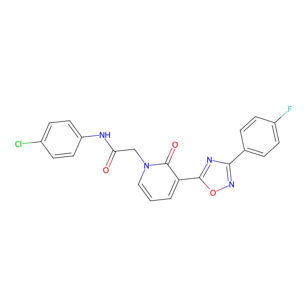 N-(4-chlorophenyl)-2-(3-(3-(4-fluorophenyl)-1,2,4-oxadiazol-5-yl)-2-oxopyridin-1(2H)-yl)acetamide molecular structure, CAS 1251673-45-6