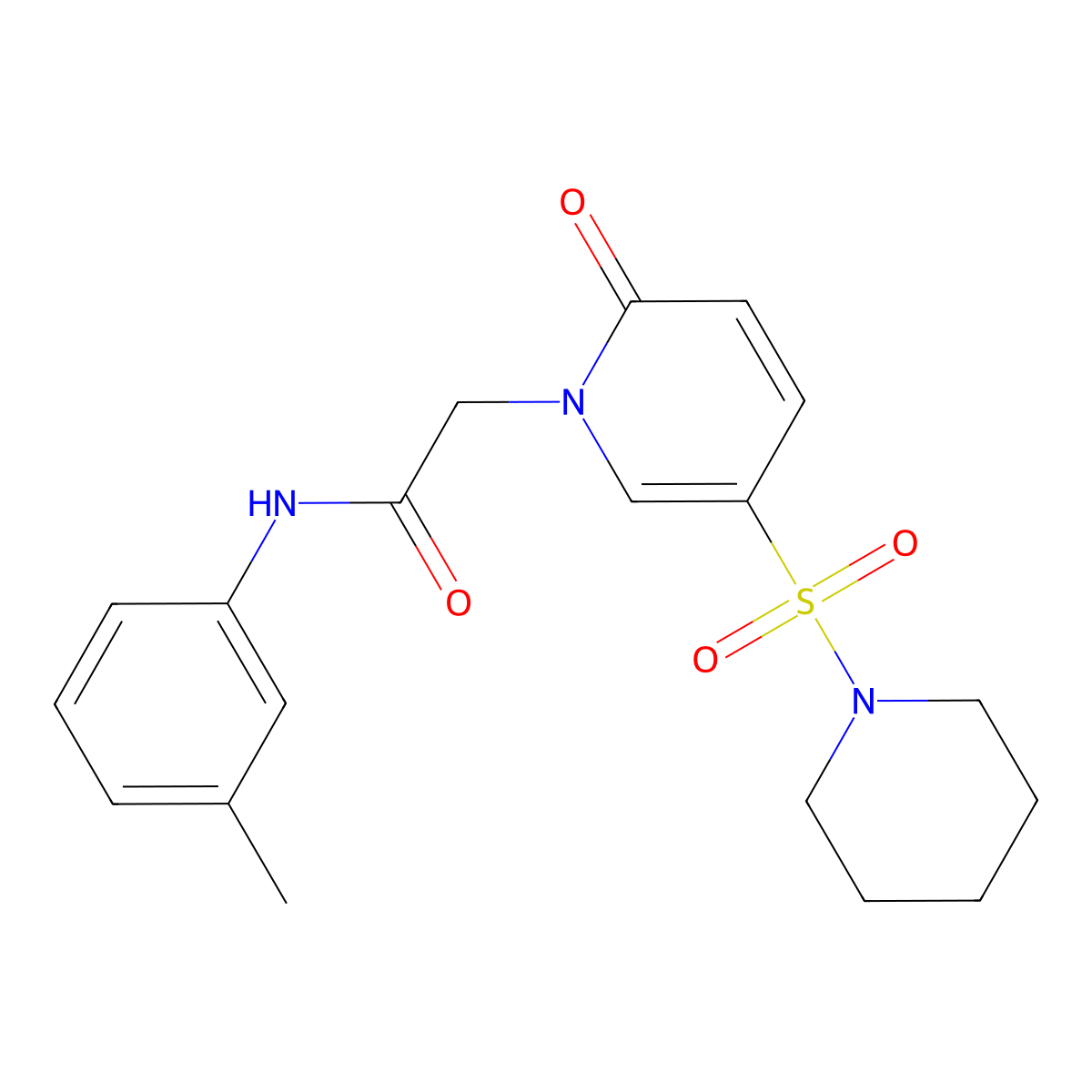 N-(3-methylphenyl)-2-[2-oxo-5-(piperidin-1-ylsulfonyl)pyridin-1(2H)-yl]acetamide molecular structure, CAS 1251673-49-0