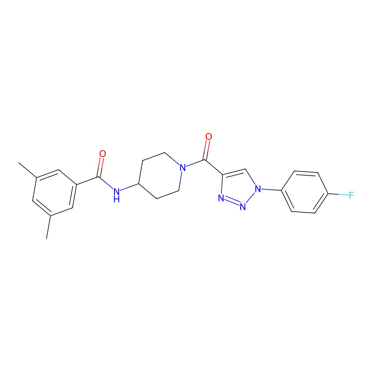 N-(1-(1-(4-fluorophenyl)-1H-1,2,3-triazole-4-carbonyl)piperidin-4-yl)-3,5-dimethylbenzamide molecular structure, CAS 1251673-52-5