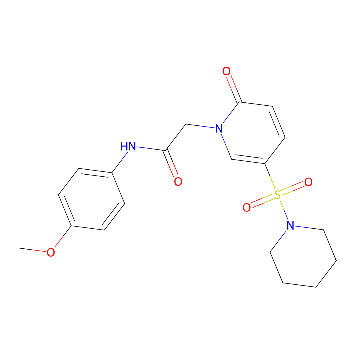 N-(4-methoxyphenyl)-2-[2-oxo-5-(piperidin-1-ylsulfonyl)pyridin-1(2H)-yl]acetamide molecular structure, CAS 1251673-54-7