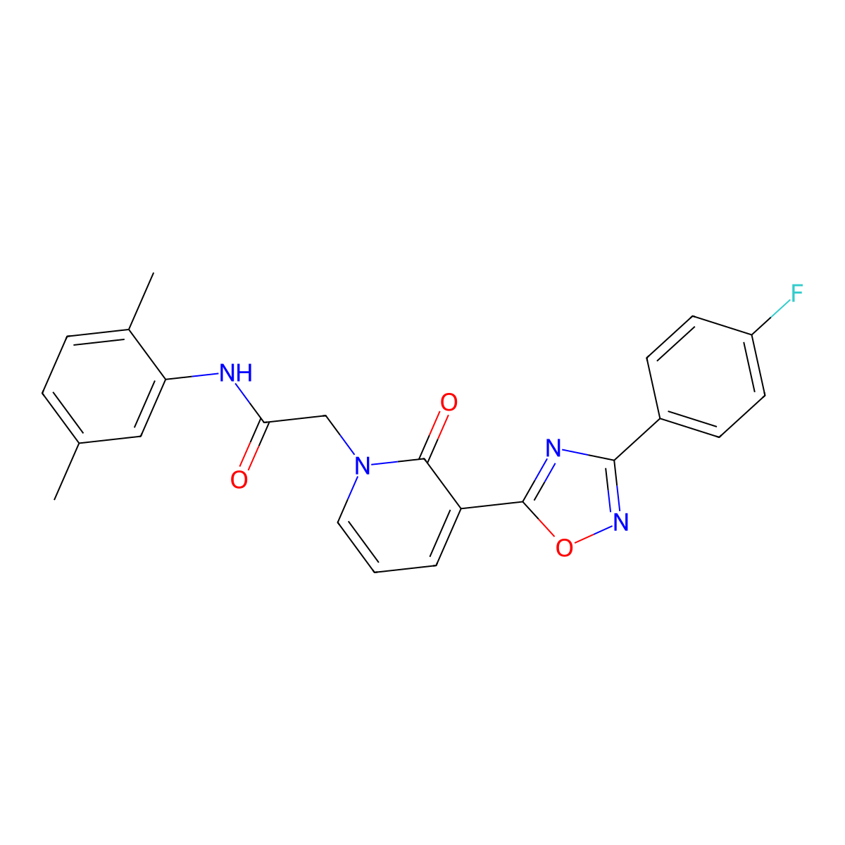 N-(2,5-dimethylphenyl)-2-(3-(3-(4-fluorophenyl)-1,2,4-oxadiazol-5-yl)-2-oxopyridin-1(2H)-yl)acetamide molecular structure, CAS 1251673-56-9