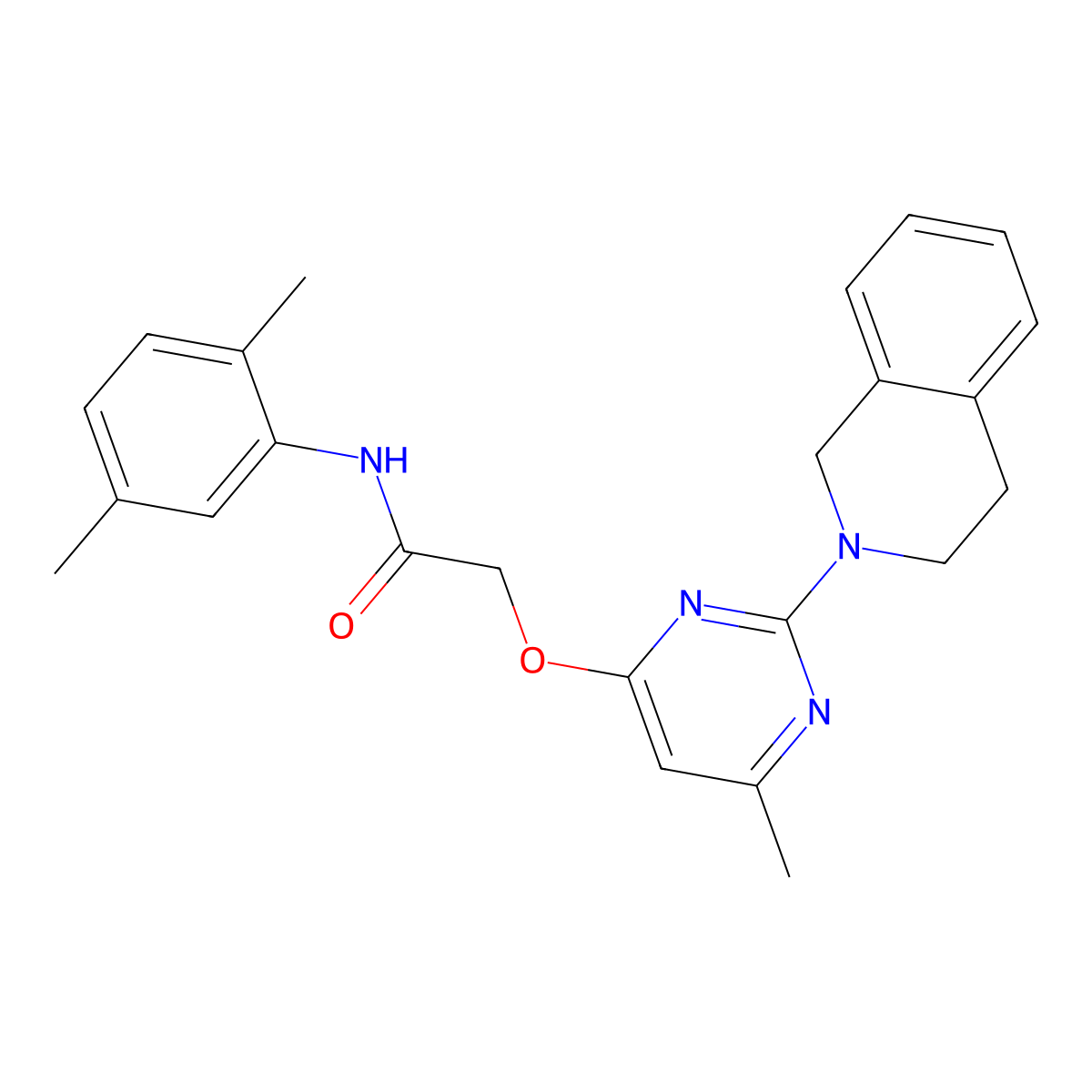 2-{[2-(3,4-dihydroisoquinolin-2(1H)-yl)-6-methylpyrimidin-4-yl]oxy}-N-(2,5-dimethylphenyl)acetamide molecular structure, CAS 1251673-63-8