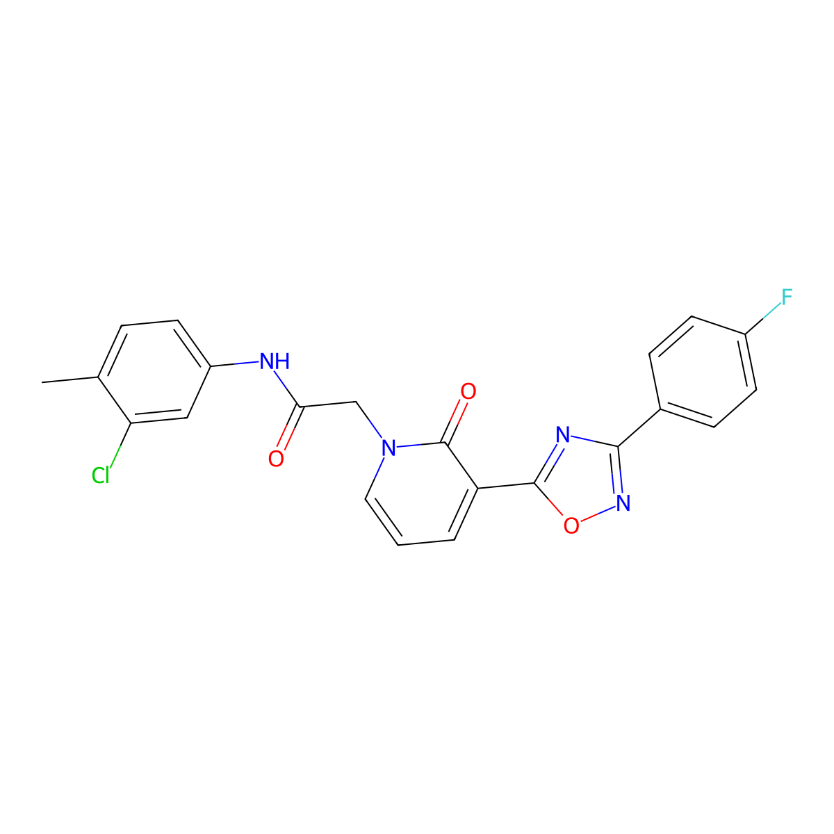 N-(3-chloro-4-methylphenyl)-2-(3-(3-(4-fluorophenyl)-1,2,4-oxadiazol-5-yl)-2-oxopyridin-1(2H)-yl)acetamide molecular structure, CAS 1251673-64-9