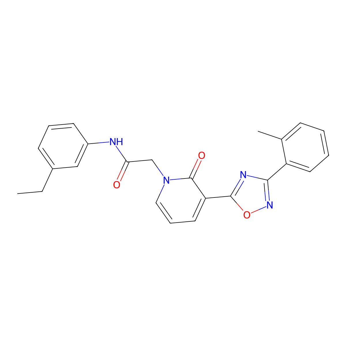N-(3-ethylphenyl)-2-(2-oxo-3-(3-(o-tolyl)-1,2,4-oxadiazol-5-yl)pyridin-1(2H)-yl)acetamide molecular structure, CAS 1251673-73-0