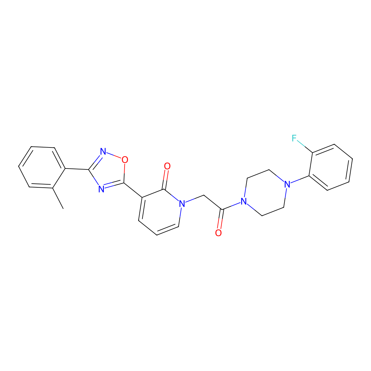 1-(2-(4-(2-fluorophenyl)piperazin-1-yl)-2-oxoethyl)-3-(3-(o-tolyl)-1,2,4-oxadiazol-5-yl)pyridin-2(1H)-one molecular structure, CAS 1251673-76-3
