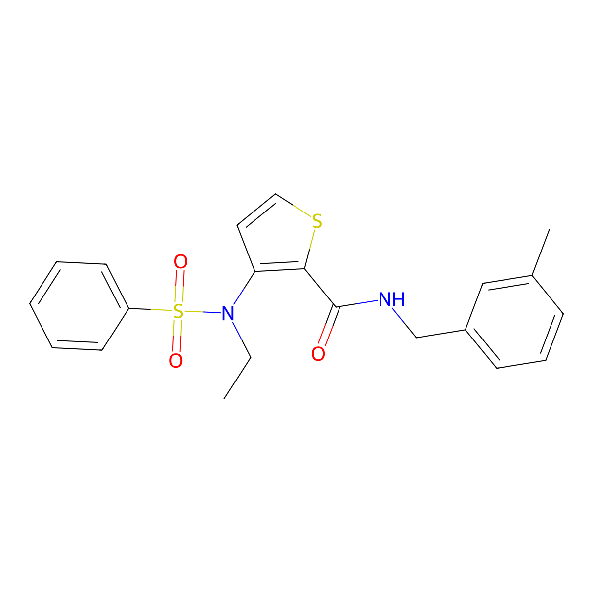 3-(N-ethylbenzenesulfonamido)-N-[(3-methylphenyl)methyl]thiophene-2-carboxamide molecular structure, CAS 1251673-77-4