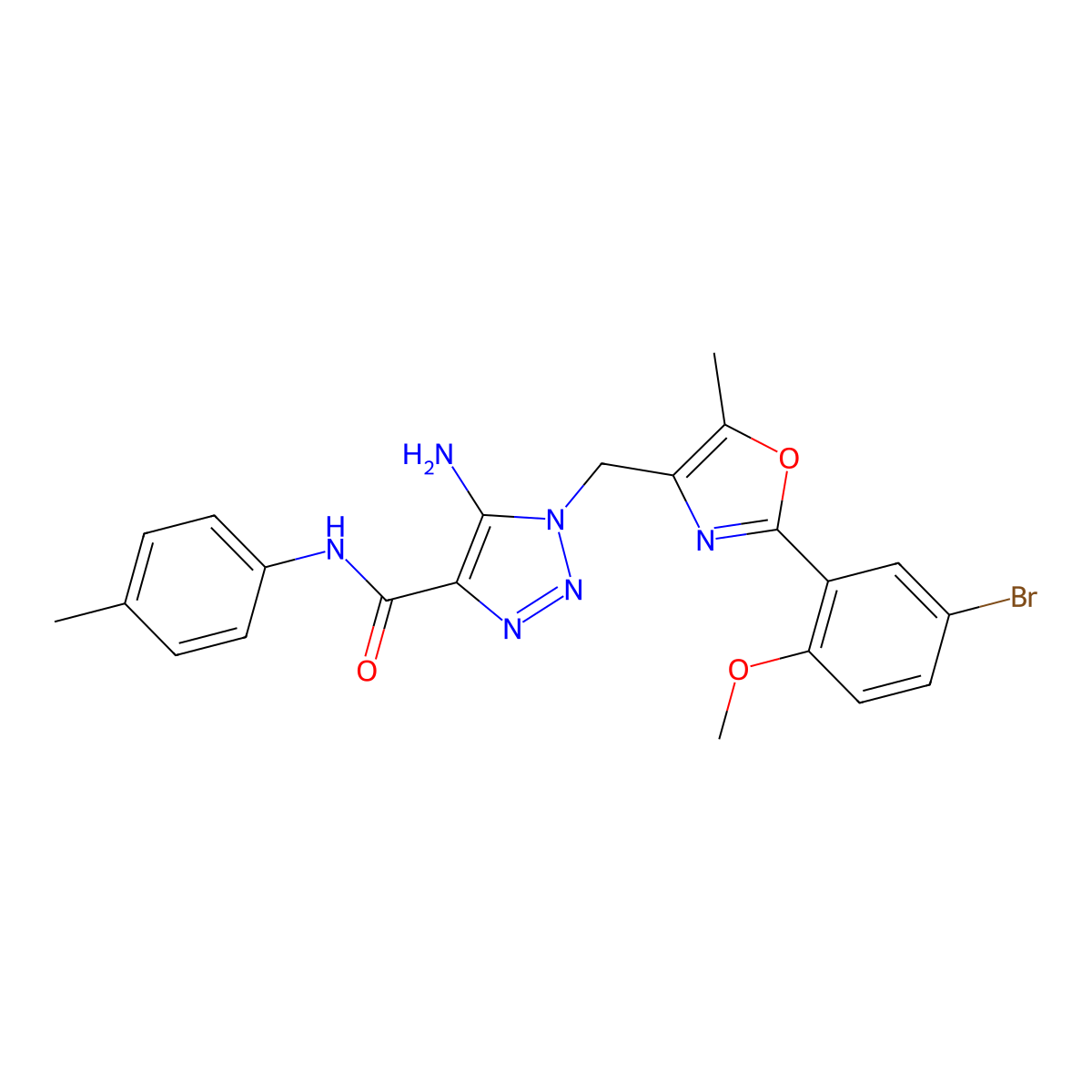 5-amino-1-{[2-(5-bromo-2-methoxyphenyl)-5-methyl-1,3-oxazol-4-yl]methyl}-N-(4-methylphenyl)-1H-1,2,3-triazole-4-carboxamide molecular structure, CAS 1251673-84-3