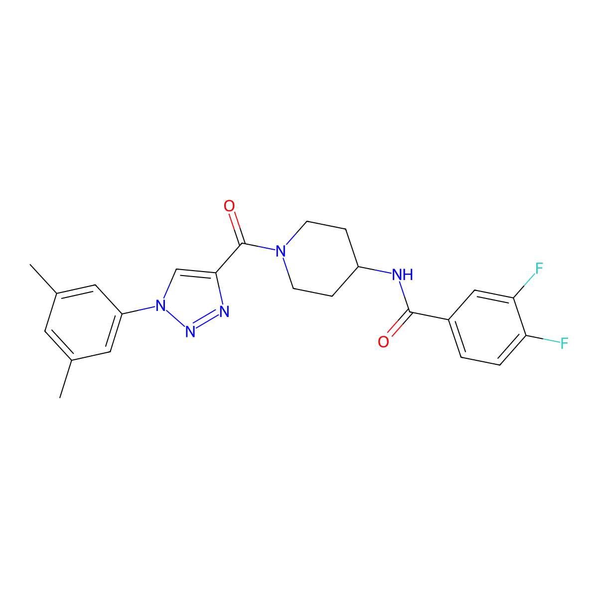 N-{1-[1-(3,5-dimethylphenyl)-1H-1,2,3-triazole-4-carbonyl]piperidin-4-yl}-3,4-difluorobenzamide molecular structure, CAS 1251673-85-4