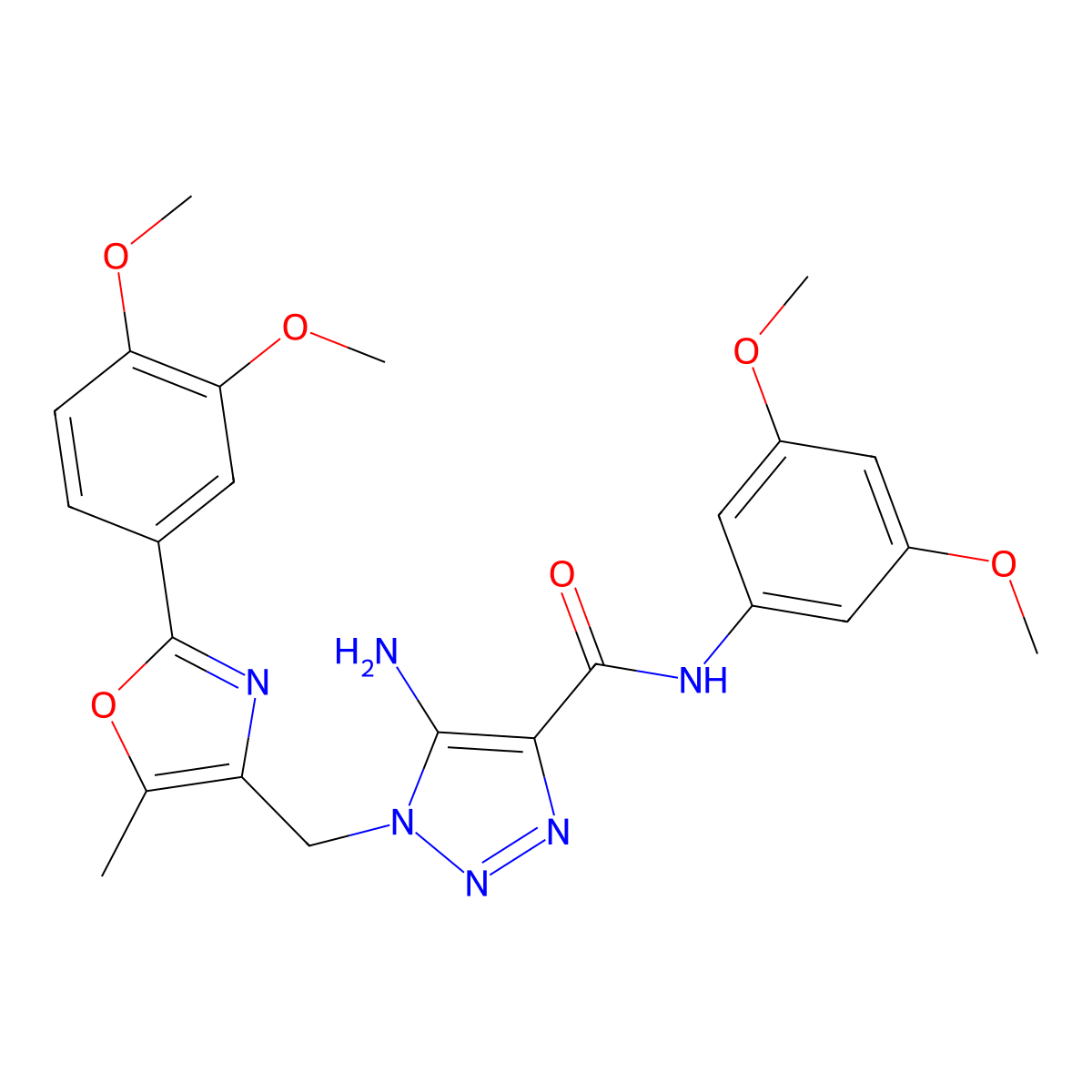 5-amino-N-(3,5-dimethoxyphenyl)-1-{[2-(3,4-dimethoxyphenyl)-5-methyl-1,3-oxazol-4-yl]methyl}-1H-1,2,3-triazole-4-carboxamide molecular structure, CAS 1251673-89-8