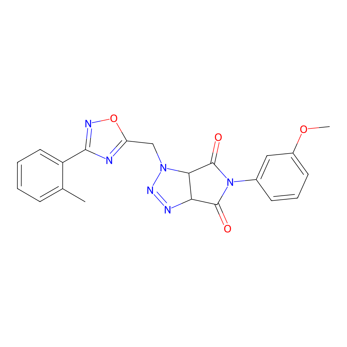 5-(3-methoxyphenyl)-1-{[3-(2-methylphenyl)-1,2,4-oxadiazol-5-yl]methyl}-1H,3aH,4H,5H,6H,6aH-pyrrolo[3,4-d][1,2,3]triazole-4,6-dione molecular structure, CAS 1251673-90-1