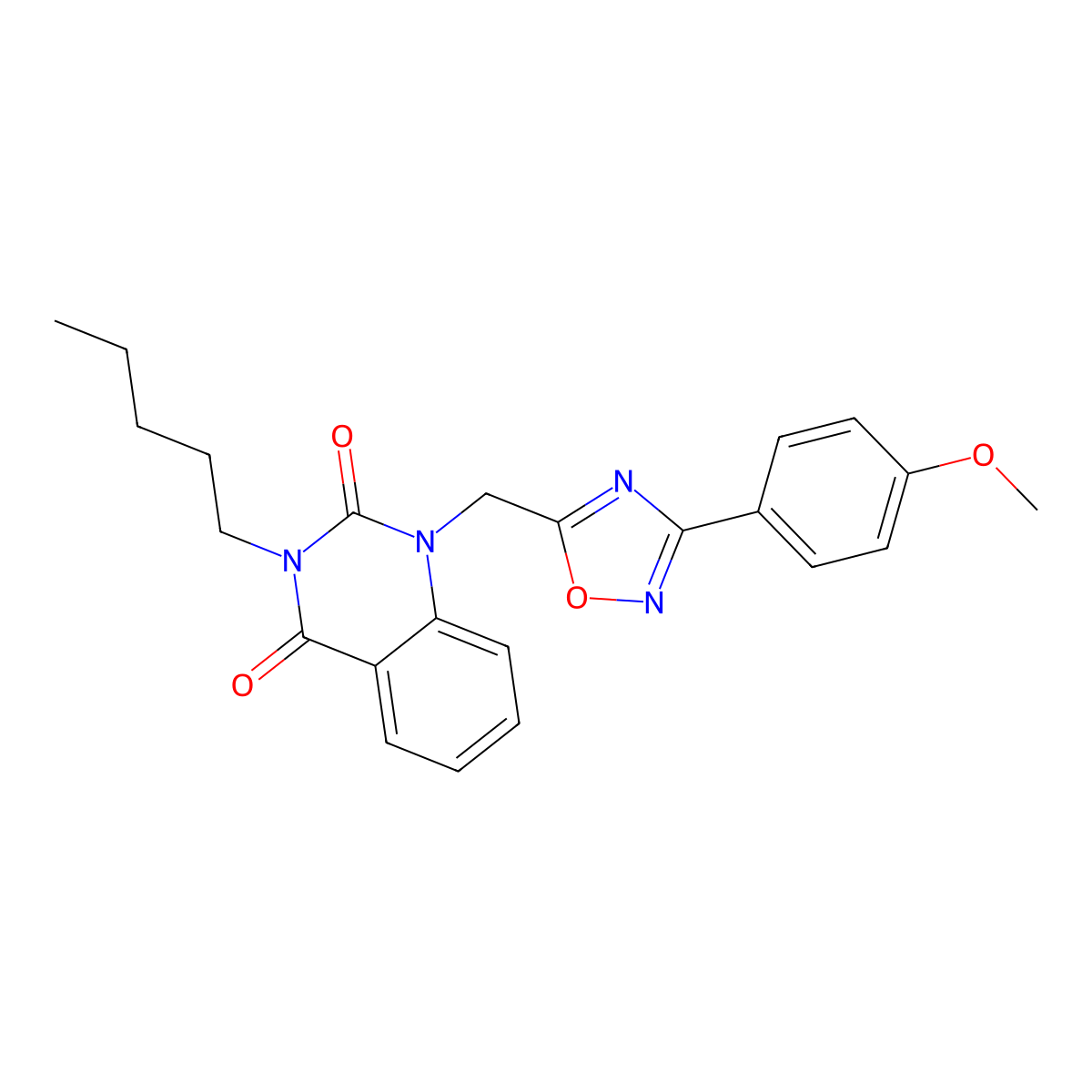 1-((3-(4-methoxyphenyl)-1,2,4-oxadiazol-5-yl)methyl)-3-pentylquinazoline-2,4(1H,3H)-dione molecular structure, CAS 1251673-97-8