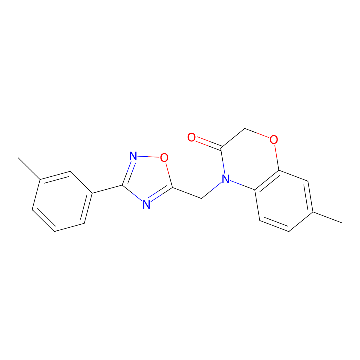 7-methyl-4-{[3-(3-methylphenyl)-1,2,4-oxadiazol-5-yl]methyl}-2H-1,4-benzoxazin-3(4H)-one molecular structure, CAS 1251673-99-0